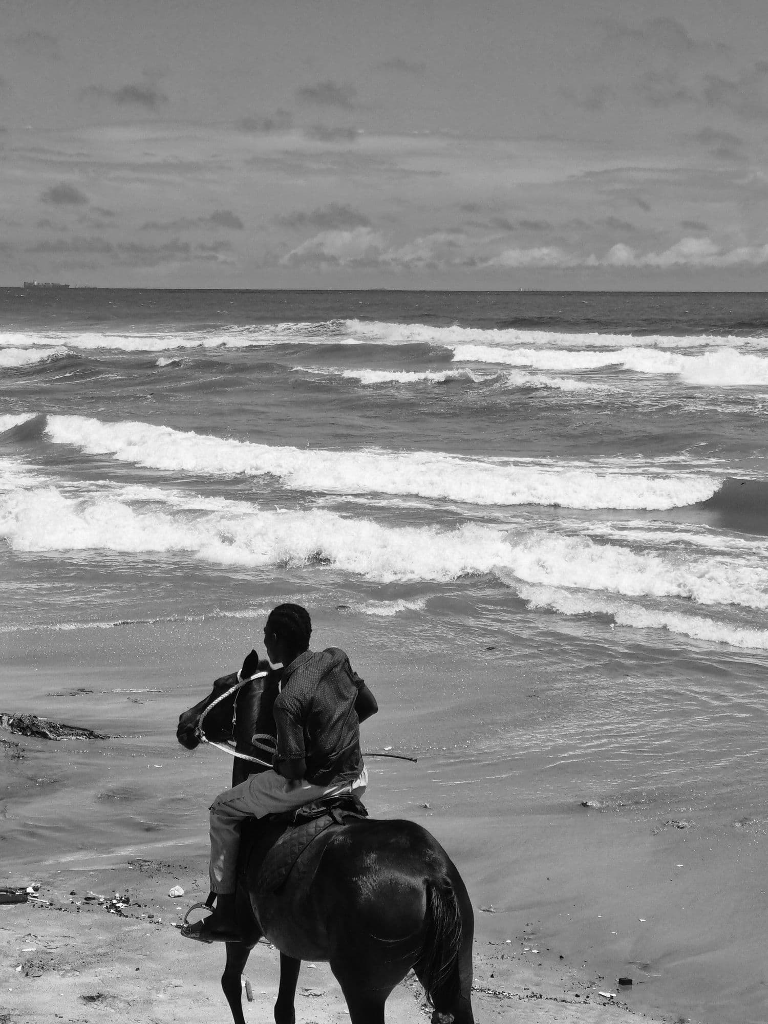 Rider and horse against the sky